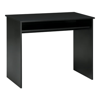 HOMCOM Modern Computer Desk, Home Office Table, Small Writing Desk with Storage Shelf, 90 x 50cm, Black Wood Grain