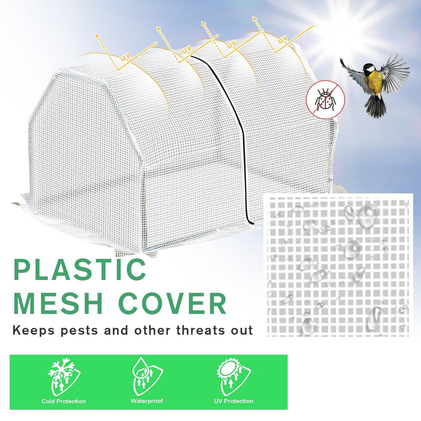 Outsunny Mini Greenhouse Grow House PVC Cover Steel Frame White 99L x 71W x 60H cm