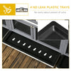 PawHut 2-Tier Large Rabbit Hutch Outdoor with Double Side Run Boxes, No-leak Plastic Tray, Ramp, 230 x 53 x 93.5cm, Light Grey