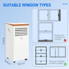 HOMCOM Portable Air Conditioner 7000 BTU, 4-in-1 Mobile Air Conditioning Unit with Cooling, Fan, Dehumidifier & Sleep Mode, LED Display, Remote Control, 24H Timer, Window Kit for Rooms up to 26_