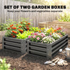 Outsunny Set of Two 110 x 50cm Steel Planter Boxes -  Dark Grey