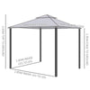 Outsunny 3 x 3 m Metal Gazebo, Garden Pavillion, Double√Ç Roof Outdoor Canopy Shelter with Mesh Sidewalls, Grey
