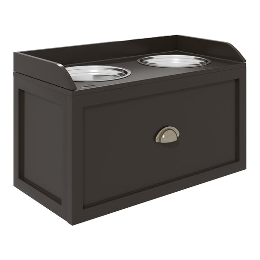 PawHut Stainless Steel Raised Dog Bowls in Brown