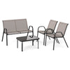 4 Piece Modern Chair and Table Set with Fabric Seat and Tempered Glass Tabletop-Grey