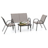 4 Piece Modern Chair and Table Set with Fabric Seat and Tempered Glass Tabletop-Grey