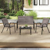 4 Piece Modern Chair and Table Set with Fabric Seat and Tempered Glass Tabletop-Grey