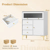 Chest of Drawers with Flip Up Fluted Glass Door and Pull-out Drawers-Grey