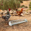 Steel Chicken Feeding Trough with Crossbar and Drainage Holes-Silver