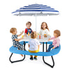 Children HDPE Kids Picnic Table with Height Adjustable Umbrella-White