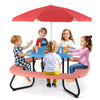 Children HDPE Kids Picnic Table with Height Adjustable Umbrella-Blue