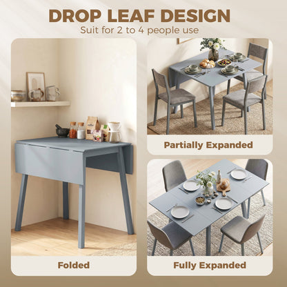 HOMCOM Solid Wood Folding Dining Table, Drop Leaf Table for 2-4 People,  Rectangle Kitchen Table