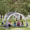 Outsunny Dome Tent for 6-8 Person, Camping Tent with 4 Zipped Mesh Doors, Removable Oxford Cloth, Lamp Hook, Portable Carry Bag, White and Grey