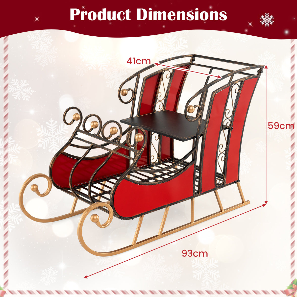 Christmas Santa Sleigh with 2-Tier Storage Shelf