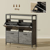 HOMCOM Shoe Storage Cabinet with 4 Flip Drawers and Open Shelf - Cement Grey