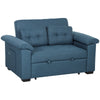 HOMCOM Pull Out Sofa Bed, Fabric 2 Seater Click Clack Sofa Bed Settee with 2 Pocket Springs, Convertible Sofa Couch with Pillows and Side Pockets for Living Room, Home Office, Blue