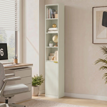 HOMCOM Bookcase Adjustable Shelf Bookshelf Anti-Tip Hardware 6-Tier Storage Cabinet Light Green