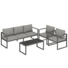 Outsunny 4 Piece Outdoor Garden Furniture Set, Patio Furniture with 3-Seater Sofa, Armchairs and Coffee Table
