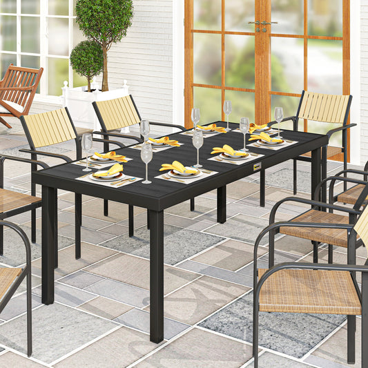 Outsunny Aluminium Outdoor Garden Dining Table for 8 People in Black