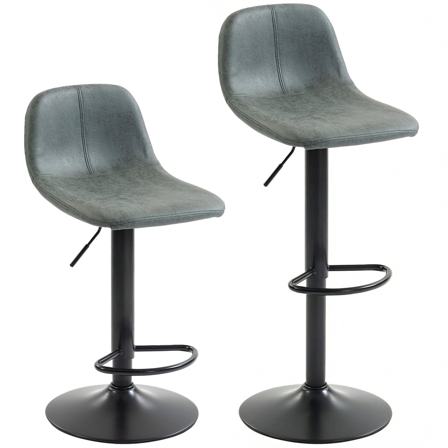 HOMCOM Bar Stools Set of 2, Modern Swivel Barstools with Footrest for Kitchen Island and Dining Room, Green