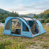 Outsunny 4 Person Easy Setup Family Camping Tent with 2 Rooms, Waterproof Tunnel Tent w/ Sewn In Groundsheet, Sky Blue & Grey
