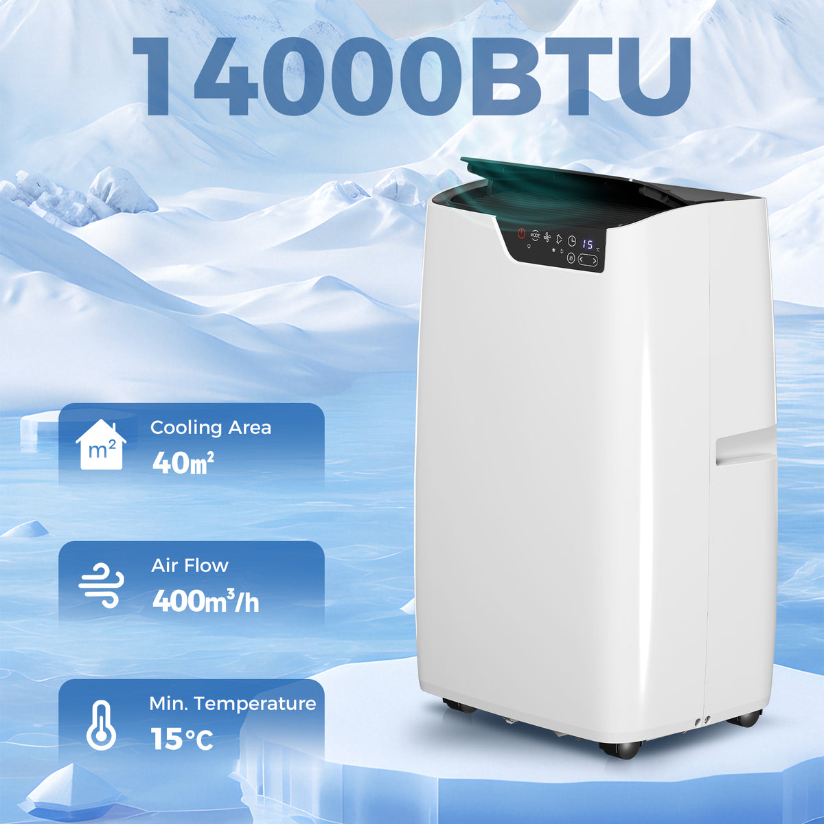 HOMCOM Portable Air Conditioner 14000 BTU in White