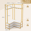 L-shaped Clothes Corner Garment Rack with Open Shelves and 7 Hooks-White