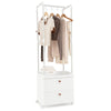 Freestanding Heavy-duty Clothing Stand Dresser with Hanging Rod and Storage Shelves-White