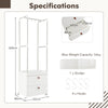 Freestanding Heavy-duty Clothing Stand Dresser with Hanging Rod and Storage Shelves-White