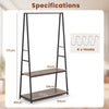 Clothes Rack with 2 Shelves for Laundry Room Bed Room-Brown