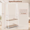 Clothes Rack with 2 Shelves for Laundry Room Bed Room-Natural