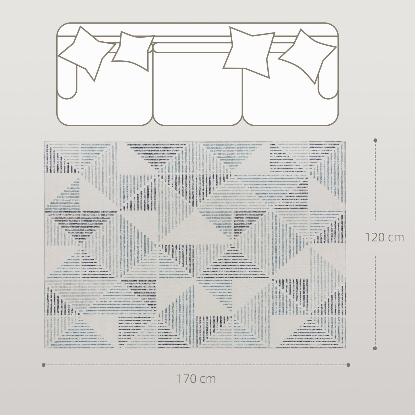 HOMCOM Modern Area Rug, Geometric Pattern Non-Slip Washable Rug, Soft Floor Carpet for Living Room, Bedroom, Dining Room, Home Office, 170 x 120 cm, Multi-Coloured
