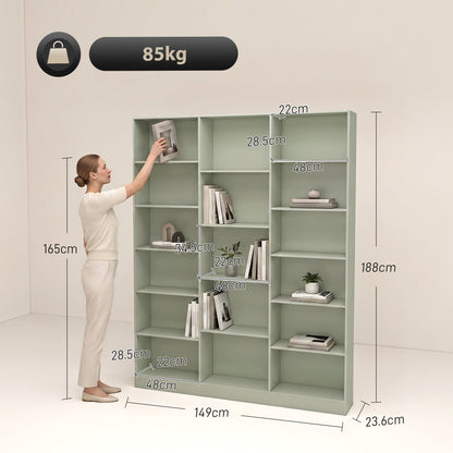 HOMCOM Bookcase with Open Storage, 6-Tier Bookshelf with Anti-Tipping Hardware, Light Green