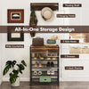 Coat Rack Shoe Stand Set with Wall-Mounted Coat Rack and Drawers-Brown