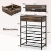 Coat Rack Shoe Stand Set with Wall-Mounted Coat Rack and Drawers-Brown