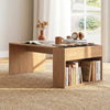 Coffee Table 85cm Coffee Table with Double-Layer Storage Space-Natural