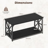 Coffee Table Industrial Farmhouse Accent Table with Open Storage Shelf-Black