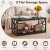 Coffee Table Industrial Farmhouse Accent Table with Open Storage Shelf-Black