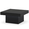 Coffee Table with LED Lights Square Center Table with Remote and 20 Static Colors-Black