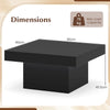 Coffee Table with LED Lights Square Center Table with Remote and 20 Static Colors-Black