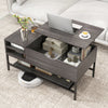 Lift Top Coffee Table with Hidden Compartment and Removable Shelf-Grey