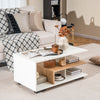 Coffee Table 3-Tier Rectangular Center with L-Shaped Middle Shelf-White