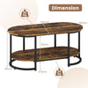 Marble Coffee Table with Open Storage Shelf-Rustic Brown