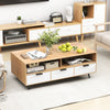 Coffee Table with Storage 47 Inch Center Table with 2 Open Compartments-Natural
