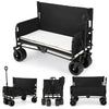 Collapsible Folding Beach Cart with Soft Cushions and Wheels-Black