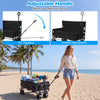Collapsible Folding Beach Cart with Soft Cushions and Wheels-Black