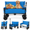 Collapsible Folding Beach Cart with Soft Cushions and Wheels-Blue