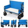 Collapsible Folding Beach Cart with Soft Cushions and Wheels-Blue