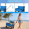 Collapsible Folding Beach Cart with Soft Cushions and Wheels-Blue