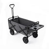 Collapsible Wagon Cart with Flexible Handle and Cup Holders-Grey
