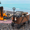 Collapsible Foldable Wagon Cart with Adjustable Handlebar-Coffee